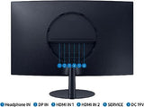 Samsung 27 Curved FullHD 1080p Monitor with Speakers, HDMI, Displayport,  Flicker Free technology, HDMI, DP, and D-Sub triple interface - LS27C390